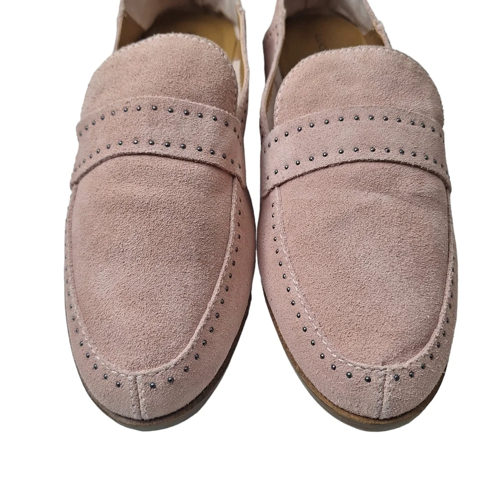 Lucky Brand Sz 10W Crestan Pink Soft Studded Slip-On Suede Loafer Flats Shoes‎